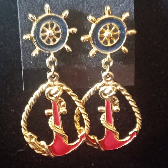One Pair Nautical Pierced Earrings - Picture 1 of 4